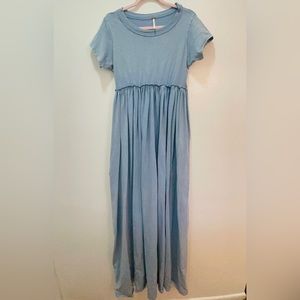FREE PEOPLE CARISSA MAXI TEE LONG BLUE DRESS